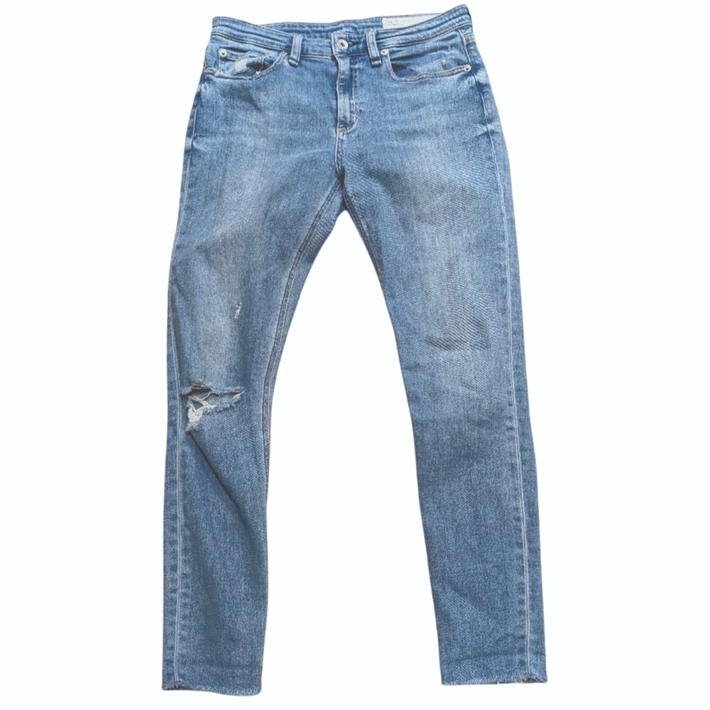 RAG & BONE Womens 27 Cate Mid-rise Skinny Ankle Fray Rip Knee JEANS